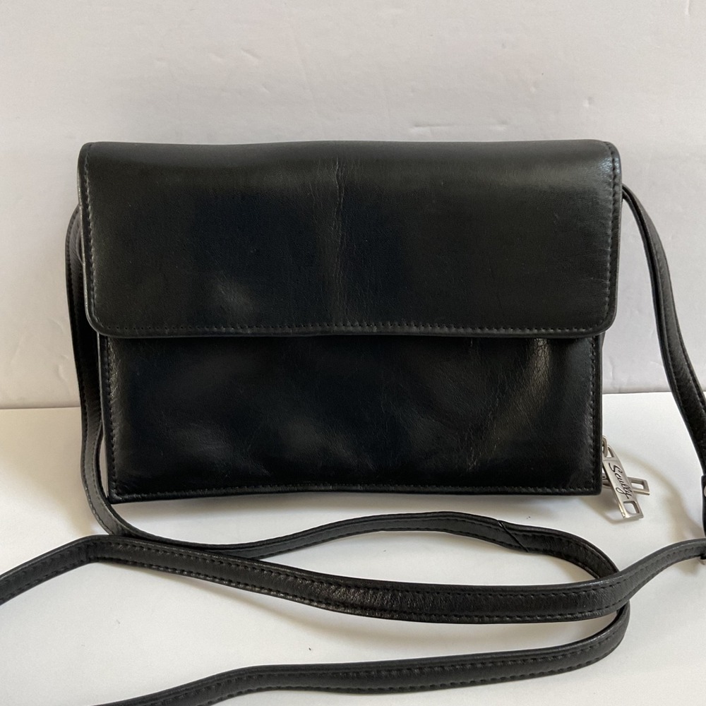Scully Black Leather Crossbody Bag Zip Around Organizer Travel Festival Soft